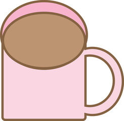 モカムース色の飲み物が入ったピンクのマグカップ