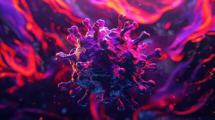 Obraz premium Colorful Abstract Representation of Virus Structure in Digital Art
