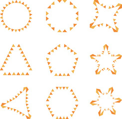 丸や多角形や星型の三角旗の枠