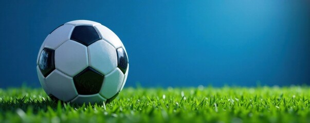 Obraz premium Soccer ball with blue background and football patterns, ball, illustration, sports