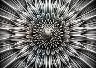 Fototapeta premium Abstract Black and White Starburst Macro Photography - Circular Design
