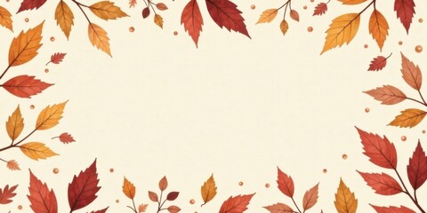 Autumnal Foliage Frame  A Charming Illustration Featuring Vibrant Fall Leaves for Seasonal Designs and Projects