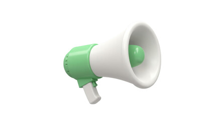 Isolated Green and White Megaphone