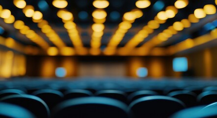 Blurred Auditorium Setting for Corporate Conference: Engaging Business Environment Background