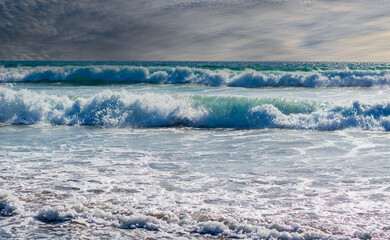 the beautiful landscape of the moving sea