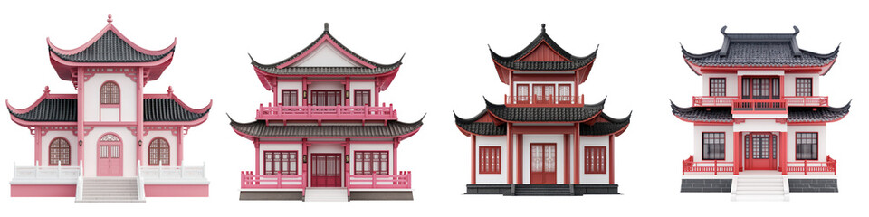 Naklejka premium Ornate Colorful Chinese Pagoda Architecture with Intricate Roofs and Facades Traditional Oriental Asian Temple Landmark in Historic Heritage Site