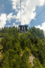 Velika Planina, Kamnik, Slovenia. Lord of the Rings style village. Wooden typical houses, hills,...