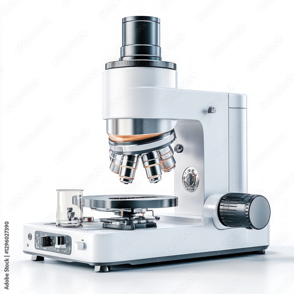 Poster Advanced laboratory microscope with an attached camera for enhanced scientific research and detailed observation of specimens