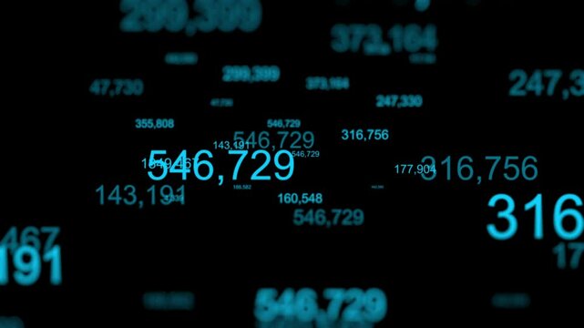 Floating random numbers data background. Big data, analytics, analysis concept