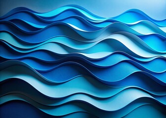 Obraz premium Abstract Blue Paper Cut Wave Background - Minimalist Design Texture