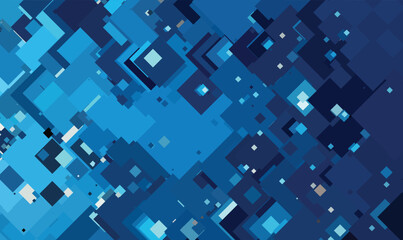 Abstract Blue Geometric Pattern with Overlapping Rounded Shapes in Various Shades of Blue and Navy