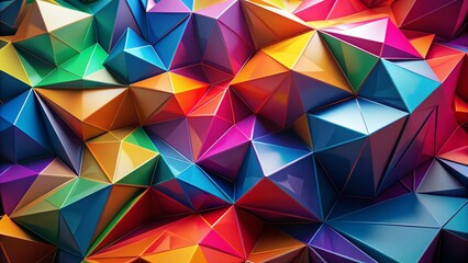 Fototapeta premium Abstract Colorful Polygon Edges 3D Render White Background - Geometric Art Stock Photo