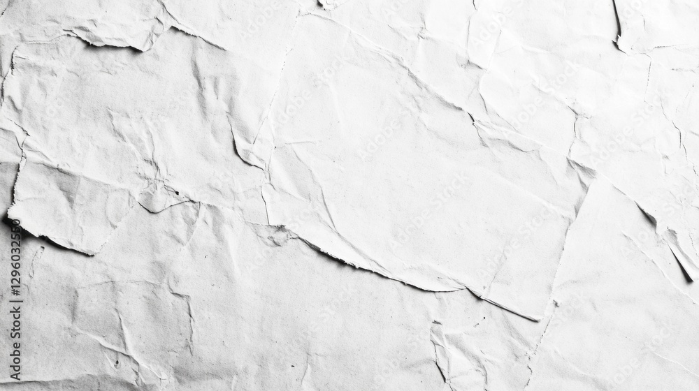 Aufkleber vintage white paper exhibits an array of creases and folds, catching the midday light to reveal its 