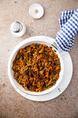Homemade minced meat with eggplant