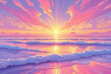 Stunning Pastel Sunset Abstract Wallpaper Featuring Radiant Light Effects