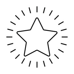 Star icon. Linear star with rays vector on white background