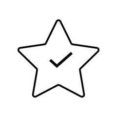 Star with tick icon vector on white background