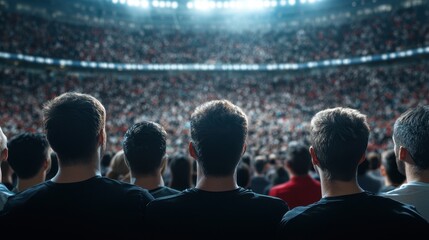 Obraz premium Enthusiastic Crowd at a Sports Event with Focus on Viewers' Heads
