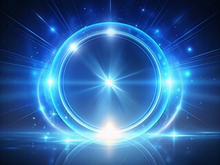 Abstract Glowing Energy Circle Halo, Blue Space Lines 3D Render, Futuristic Background