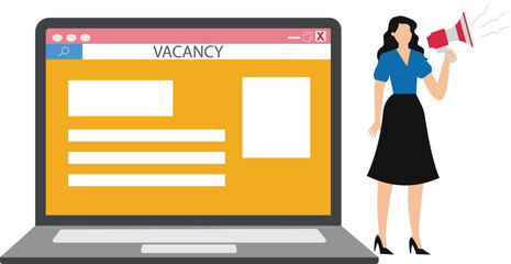 Looking for employment and job vacancy concept, Employees looking for job, Employees using magnifying glass searching a job on the search bar