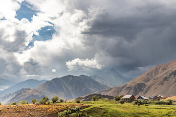 Beautiful landscape with Himalayan mountains at Dras town in the union territory of Ladakh in India.