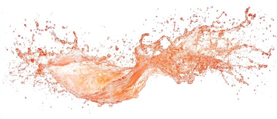 Abstract splash of orange liquid, isolated on white background.