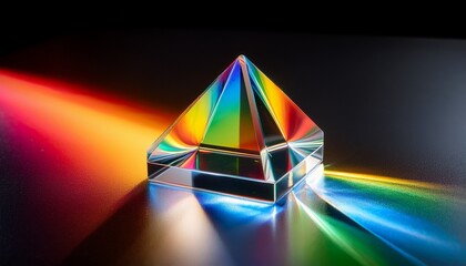 Detailed light through prism: rainbow colors, spectrum.  Science, optics, physics.  Educational, vibrant, colorful
