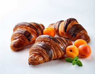 Fototapeta premium Schokoladencroissants mit Obst