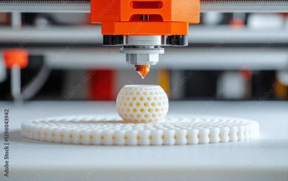 Aufkleber 3d printer in action creating intricate white object additive manufacturing technology close up shot