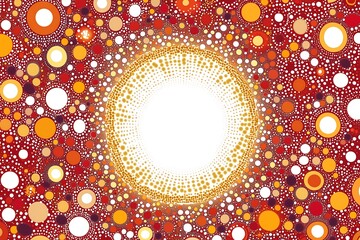 Vibrant abstract design featuring a circular pattern of colorful dots radiating outward.