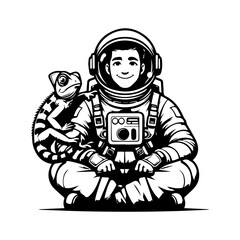 astronaut logo design with iguana animal