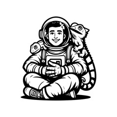 astronaut logo design with iguana animal