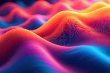 Vibrant Abstract Wave Patterns in Electric Colors of Pink, Orange, and Blue Creating a Dynamic Visual Experience