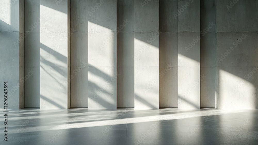 Poster natural light streams through the expansive windows, casting intricate shadows across the polished c