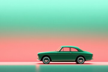 Obraz premium Classic car silhouette against vibrant two-tone gradient backgro