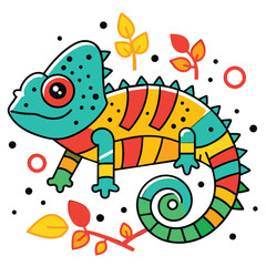 Obraz premium chameleon animal colorful illustration vector design 