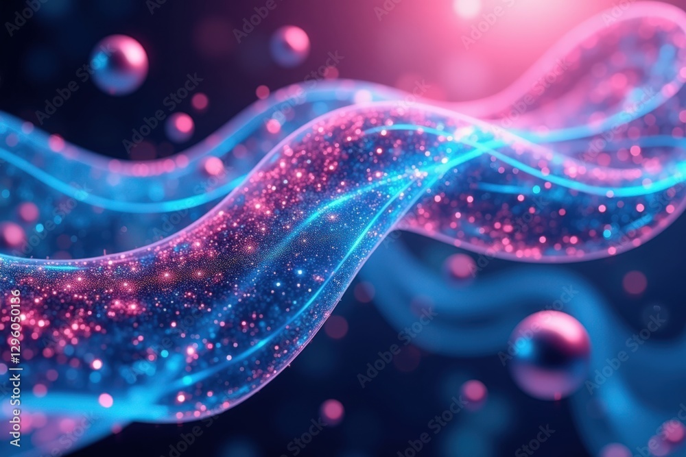 Sticker abstract waves of light enigmatic flowing patterns with a blend of blue and pink for a hypnotic vis