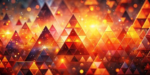 Abstract Red Orange Triangle Bokeh Background - Geometric Design Stock Photo