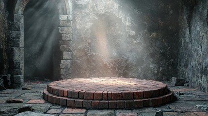 Podium made of bricks in an ancient castle  