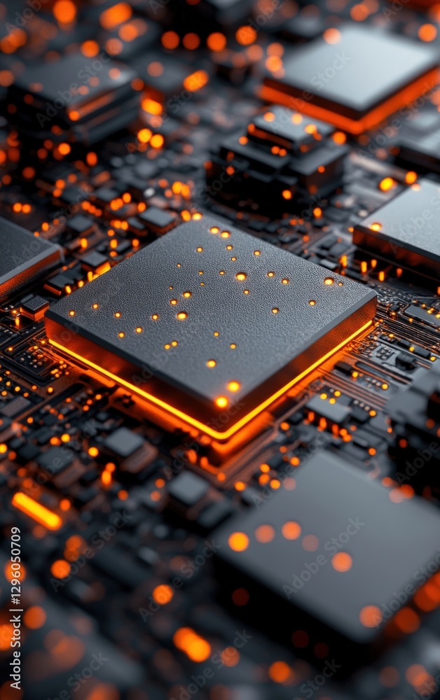 Leinwandbilder Close-up of a computer processor featuring complex circuits and intricate design elements of modern technology