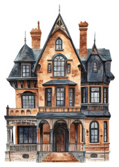 Fototapeta premium PNG Victorian haunted mansion architecture illustration building.