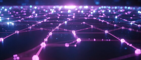 Abstract glowing network connection lines and nodes.