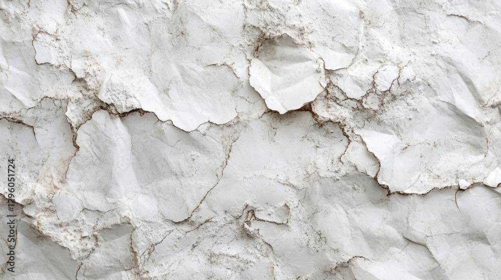 Poster a weathered white wall displays a captivating pattern of deep cracks and wrinkles under gentle natur