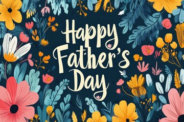 Obraz premium Happy father's day floral greeting card celebrating paternity