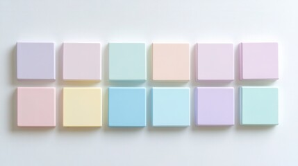 Twelve Minimalist Pastel Color Squares Arranged in a Grid on a Clean White Background