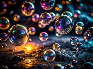 Naklejka premium Abstract Urban Exploration: Moving Bubbles Animation on Black Background