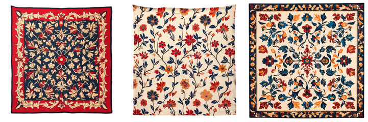 Obraz premium Elegant and vibrant floral ornate traditional tapestry textile pattern background Intricate and detailed decorative arabesque design with symmetrical repetition