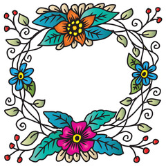 Illustration of floral frame on white background