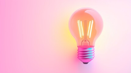 pink light bulb on pastel pink background as a concept of idea or insight