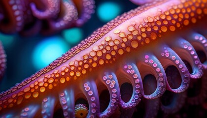 Macro squid tentacle: texture, suction cups, otherworldly.  Intriguing marine life detail